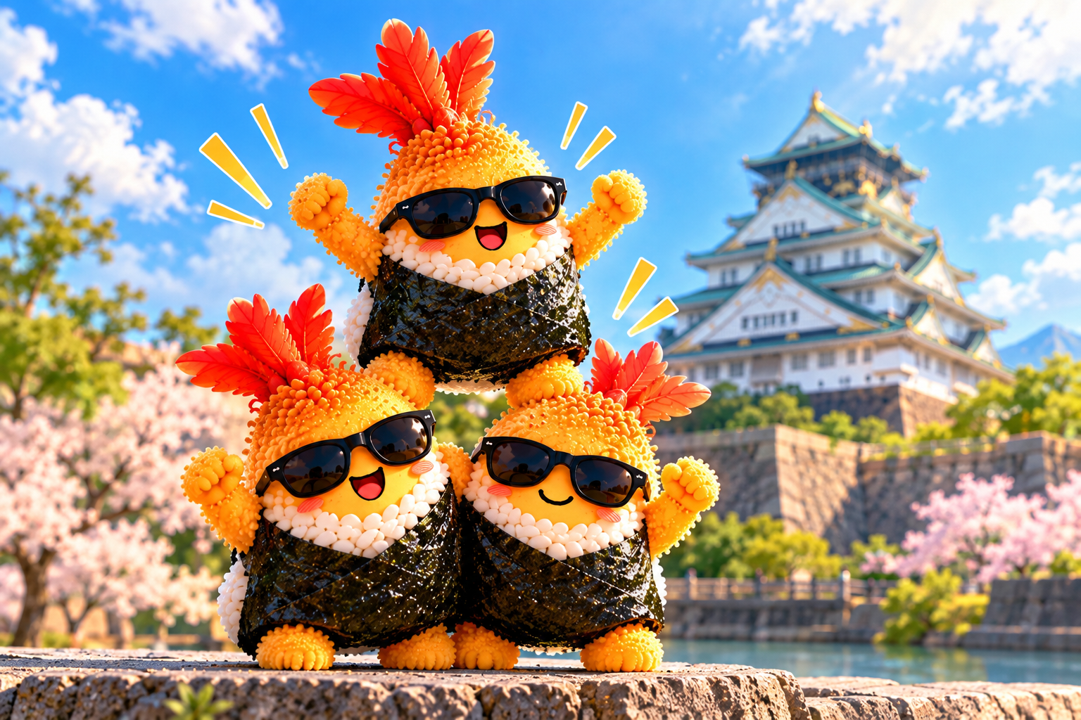 サングラスおにぎりの大阪城大勝利